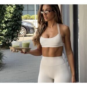 CSB Form Alani Crop Two Tone Fawn/ Vanilla Small NWT